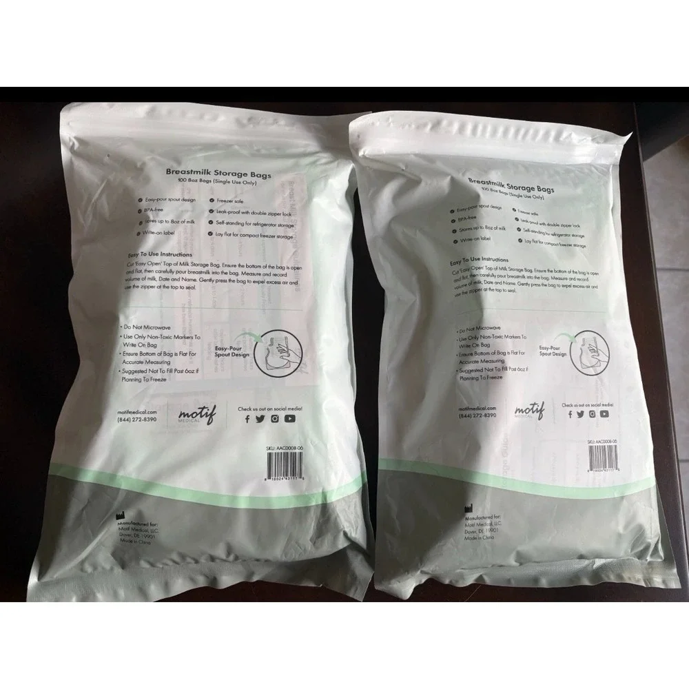 NEW Motif Medical BreastMilk Storage Bags 8oz Single Use 200 count BPA-Free